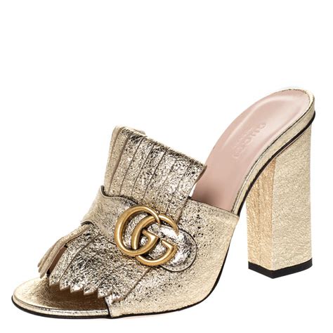 gucci mules heel|gucci marmont fringe mules.